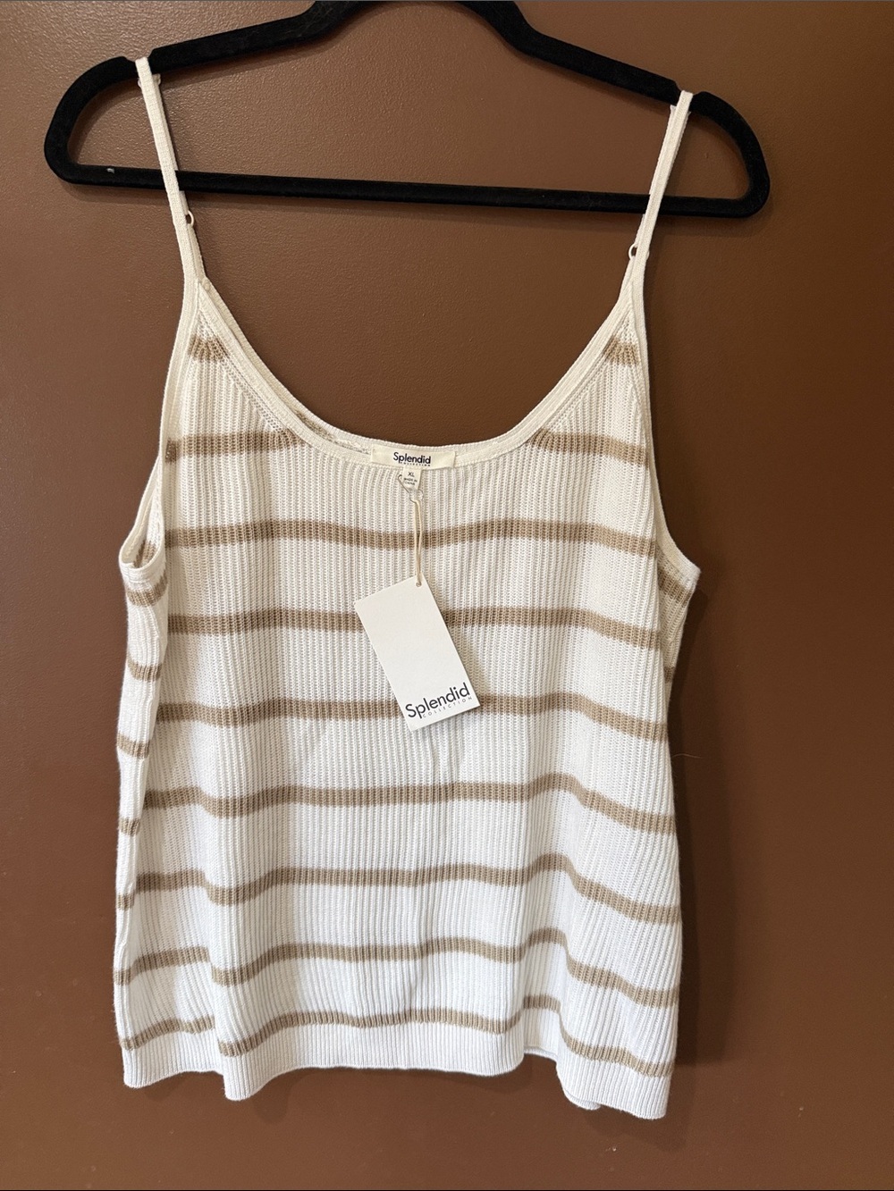 NWT Splendid Cream and Tan Striped Ribbed Camisole